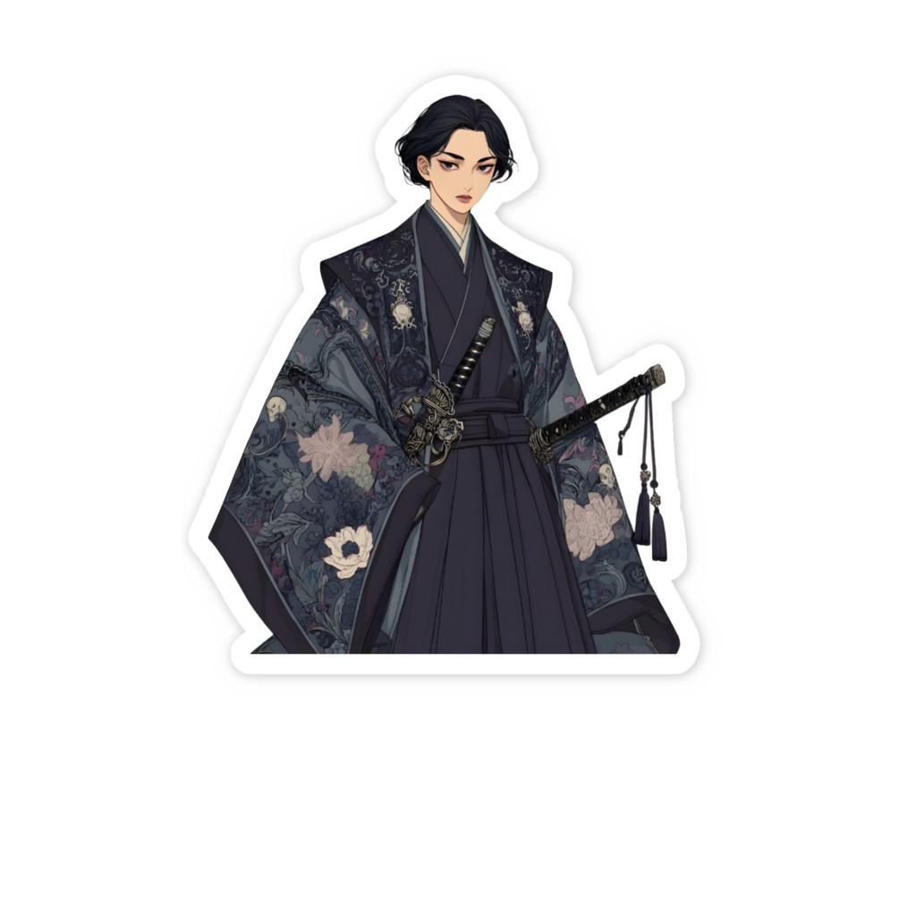 和風ゴシックアニメ調サムライステッカー(沖田)
