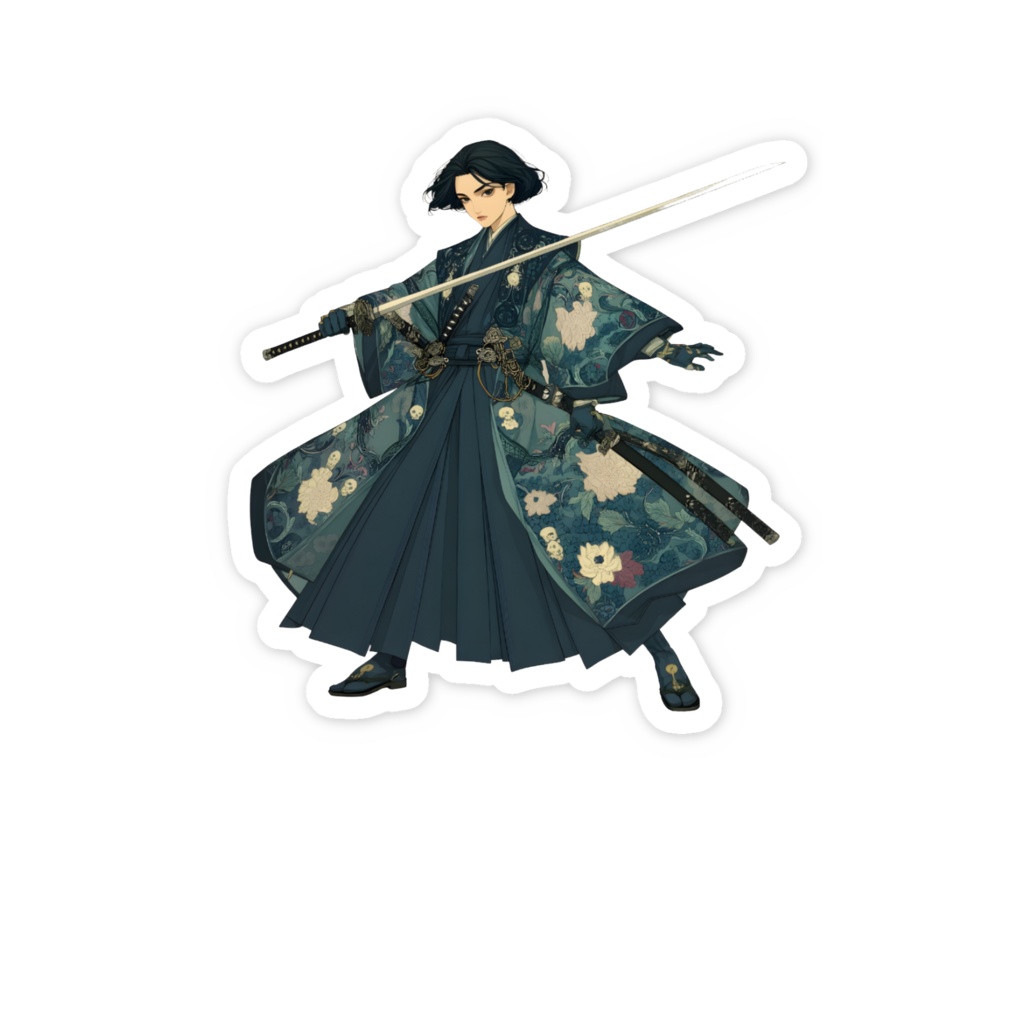 和風ゴシックアニメ調サムライステッカー(沖田Ver.2)
