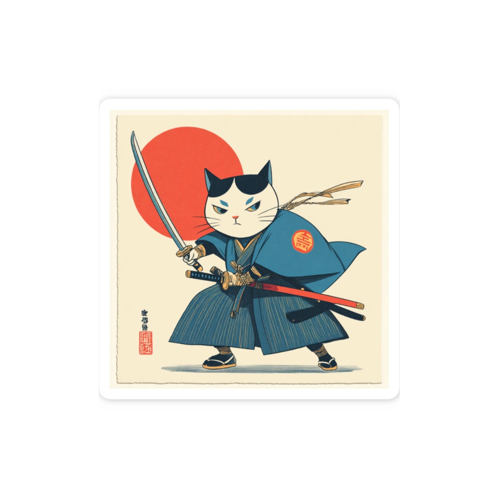 猫侍ステッカー「一閃(いっせん)」