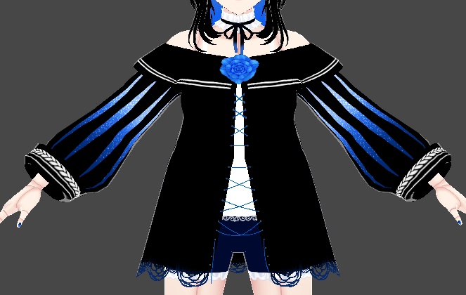 【VRoid】 black & blue top 黒と青のトップ