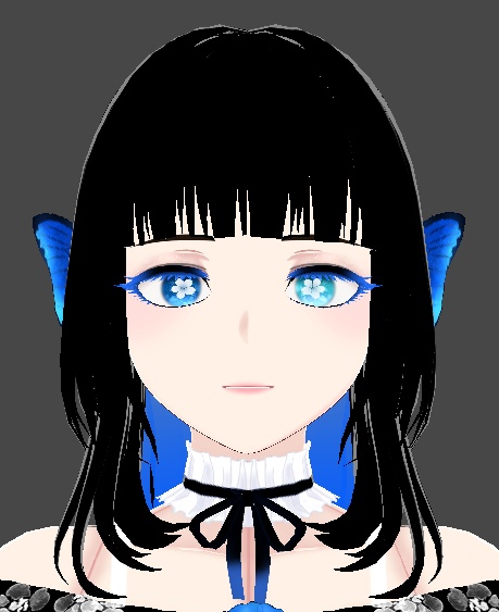 【VRoid】 black & blue hair 黒と青 ヘア (+butterfly ear)