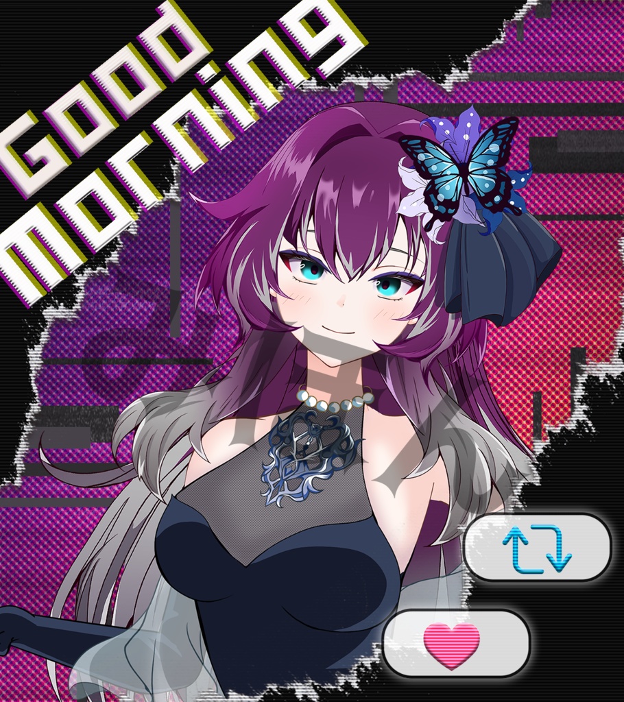 【無料素材/フリー素材】おはようVtuber素材/おはようVライバー素材🦋リツイート♺＆いいね♡で無料使用可能