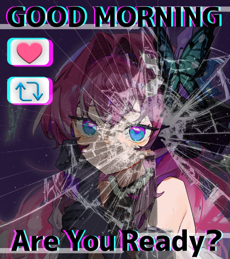 【無料素材/フリー素材】おはようVtuber素材/おはようVライバー素材🦋 重ねるだけで簡単作成✨