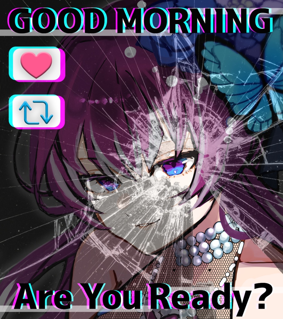 【無料素材/フリー素材】おはようVtuber素材/おはようVライバー素材🦋 重ねるだけで簡単作成✨