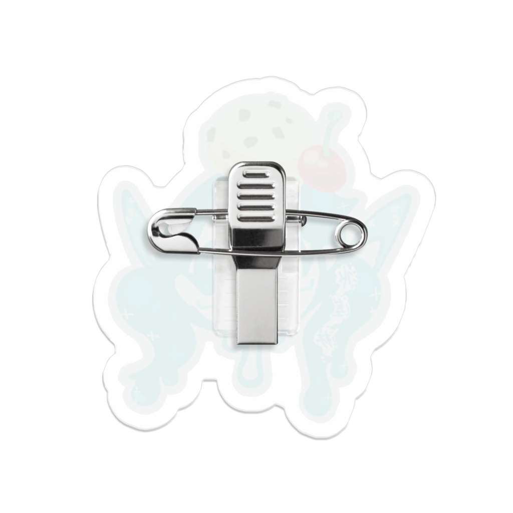 冰淇淋(びんちりん)ブルーソーダカラー-アクリルバッジ 文字ありver.