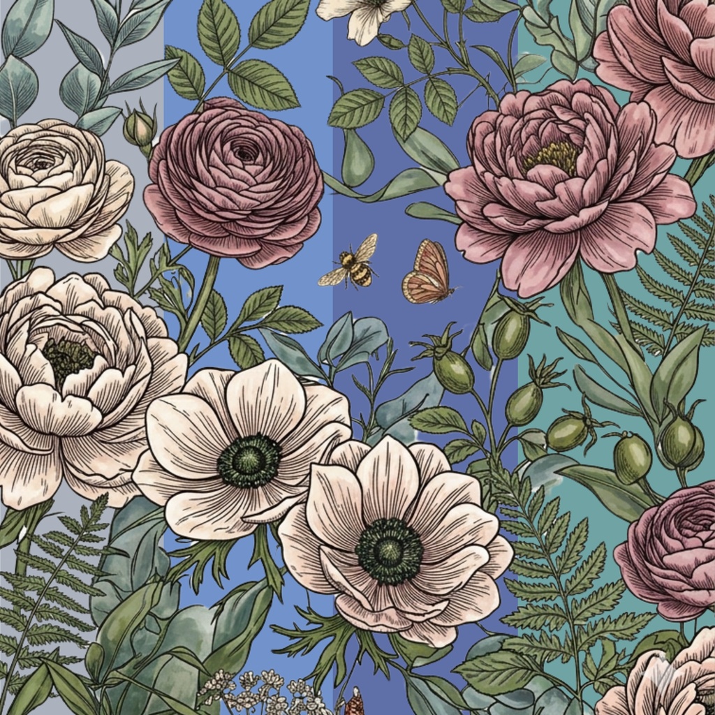 青のニュアンスデザインペーパー Blue Tones Square Digital Paper Pack 