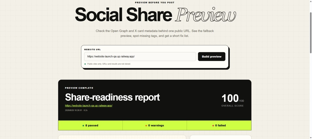 Social Share Preview|SNS共有前のOGP・Xカード8項目チェックツール(Next.jsソースコード)