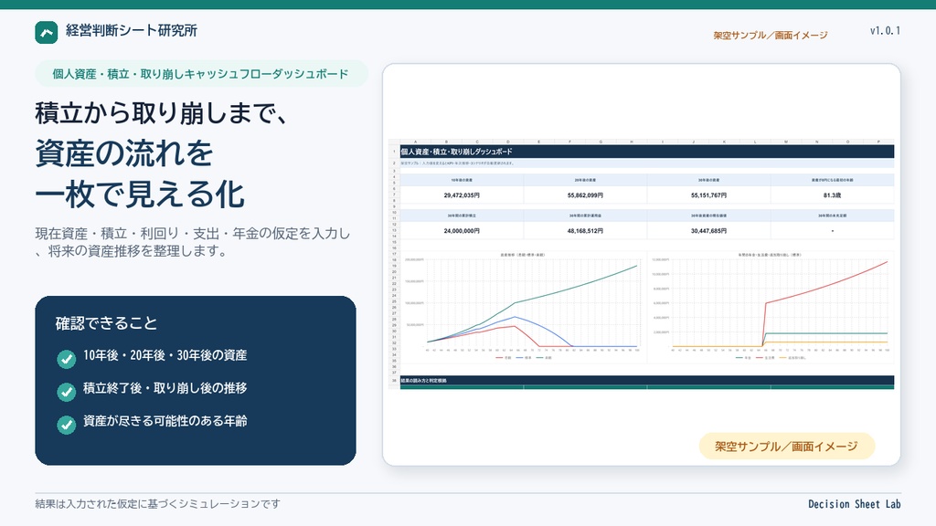 個人資産の積立・取り崩し30年シミュレーター｜Excel・Google Sheets