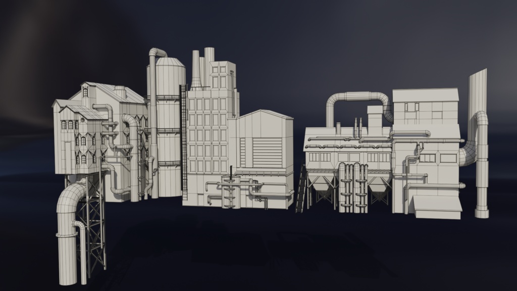 Steampunk風建物アセット※モデルのみ