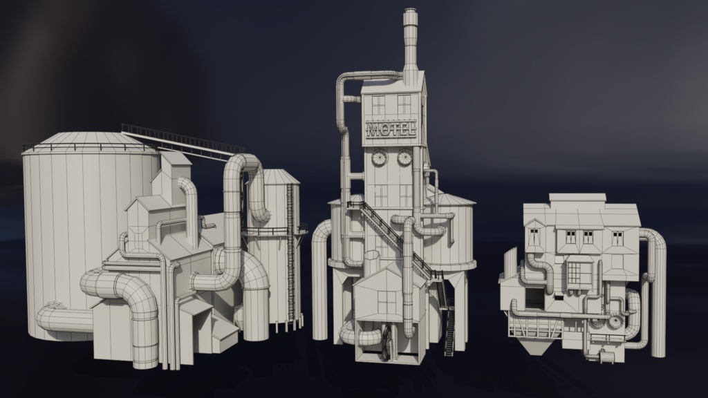 Steampunk風建物アセット※モデルのみ