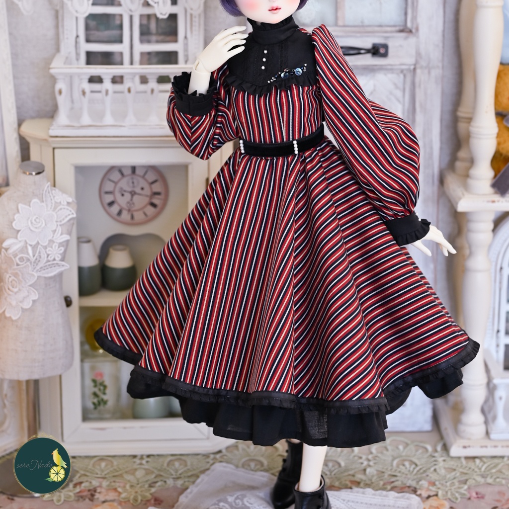 Regimental stripe one-piece dress＊1/3size