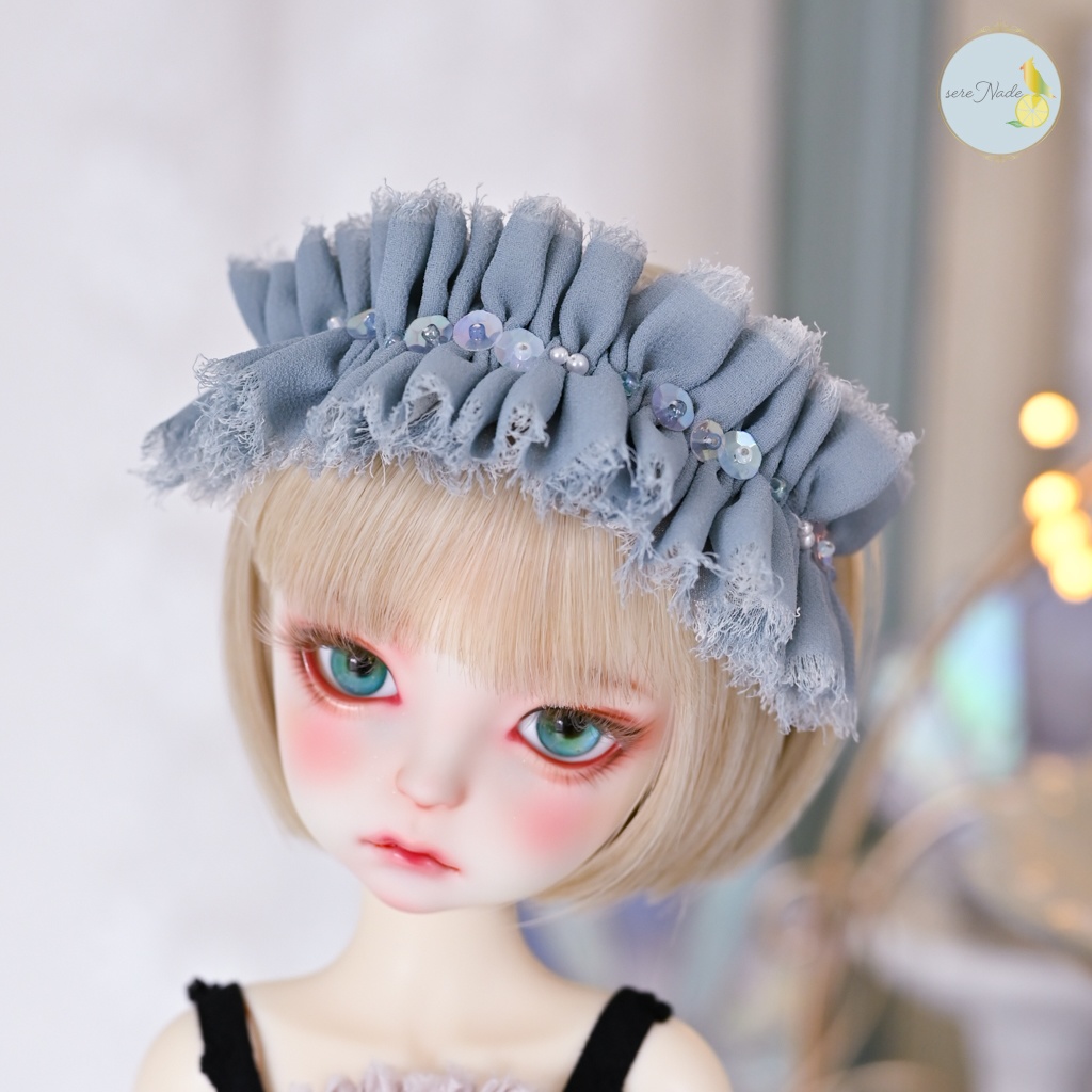 シルクシフォン カチューシャ*misty mint blue*1/4&1/3 size