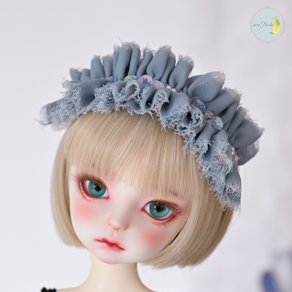 シルクシフォン カチューシャ*misty mint blue*1/4&1/3 size