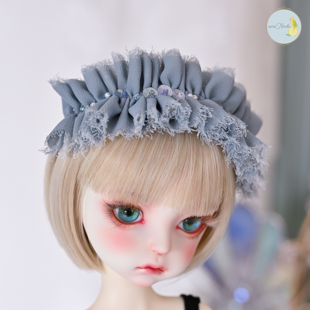 シルクシフォン カチューシャ＊misty mint blue＊1/4&1/3 size