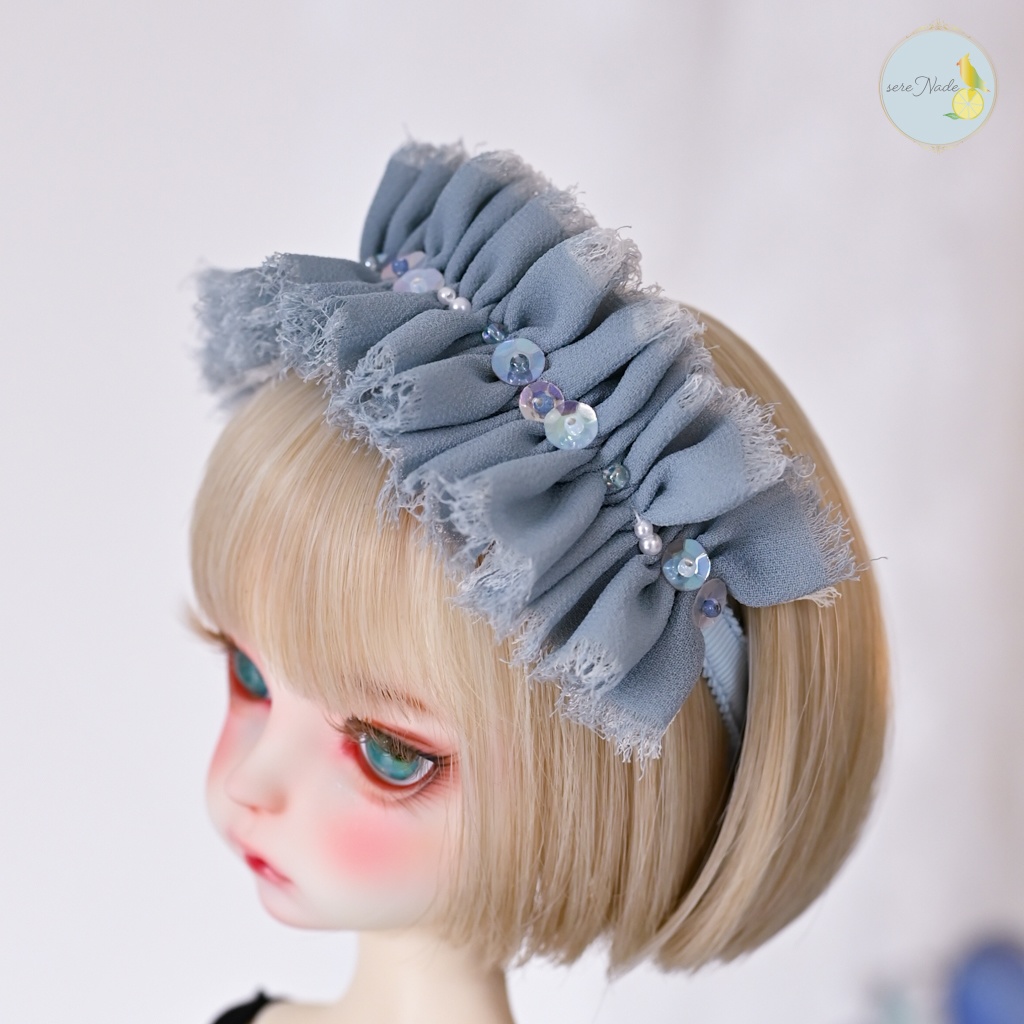 シルクシフォン カチューシャ*misty mint blue*1/4&1/3 size
