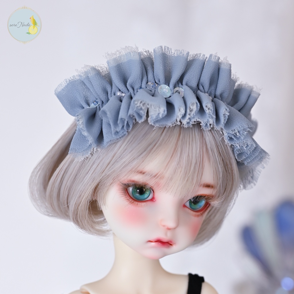 シルクシフォン カチューシャ*pale ice blue*1/4&1/3 size