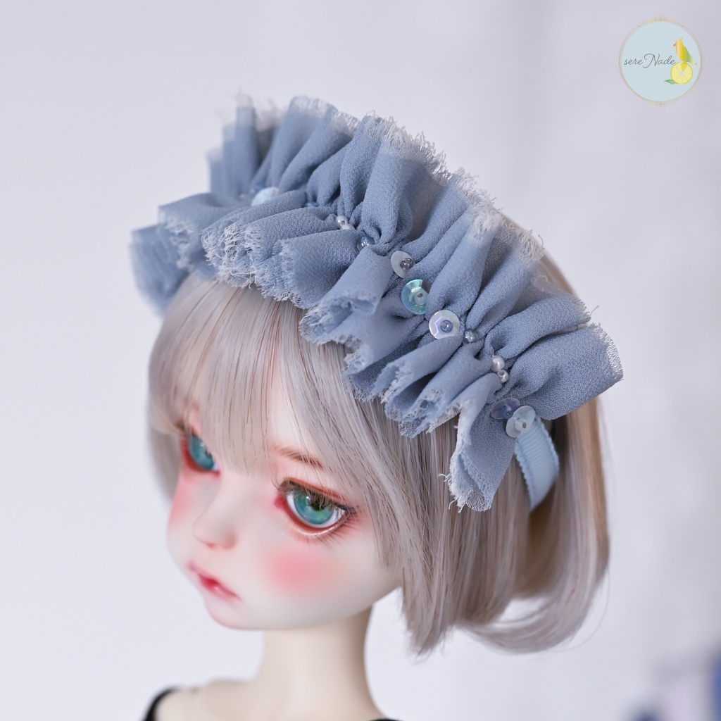 シルクシフォン カチューシャ*pale ice blue*1/4&1/3 size