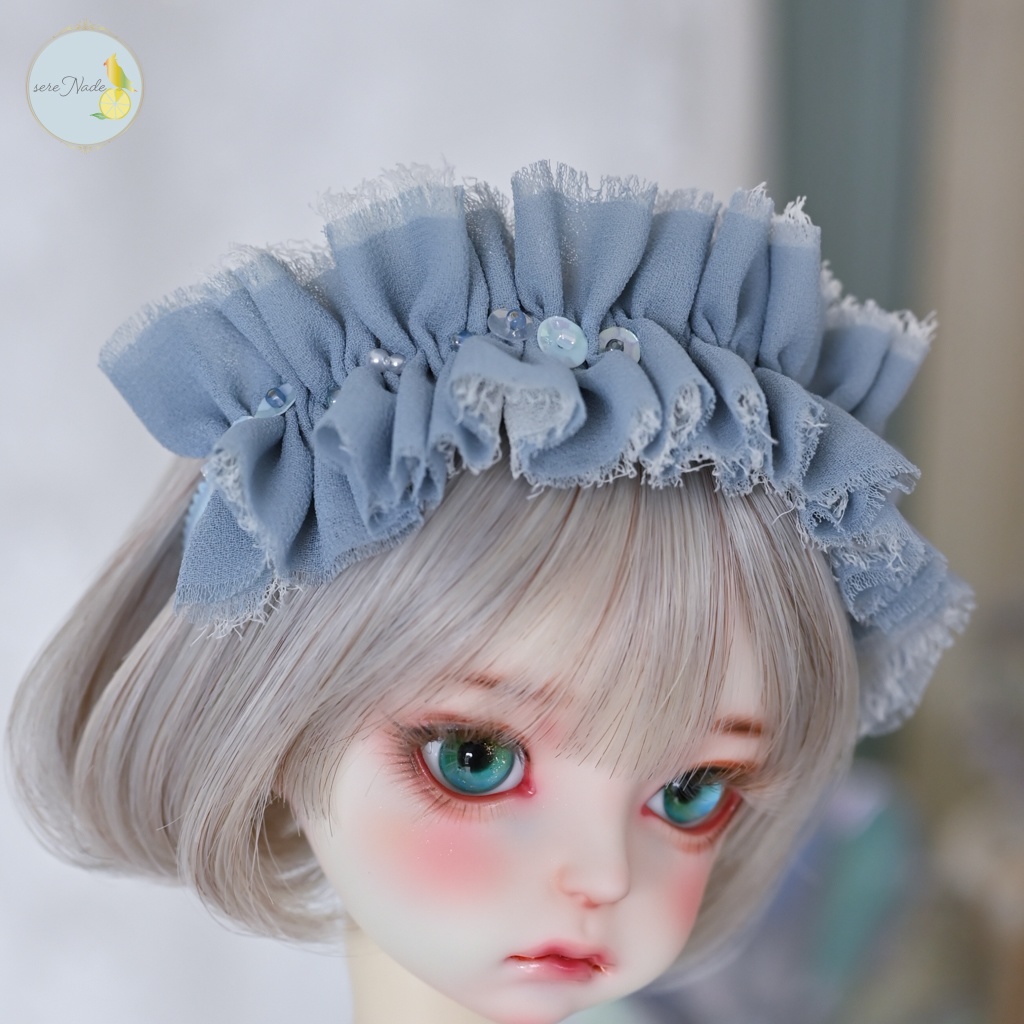 シルクシフォン カチューシャ*pale ice blue*1/4&1/3 size