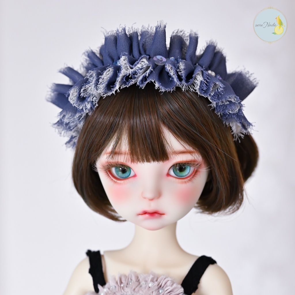シルクシフォン カチューシャ*dusty navy*1/4&1/3 size