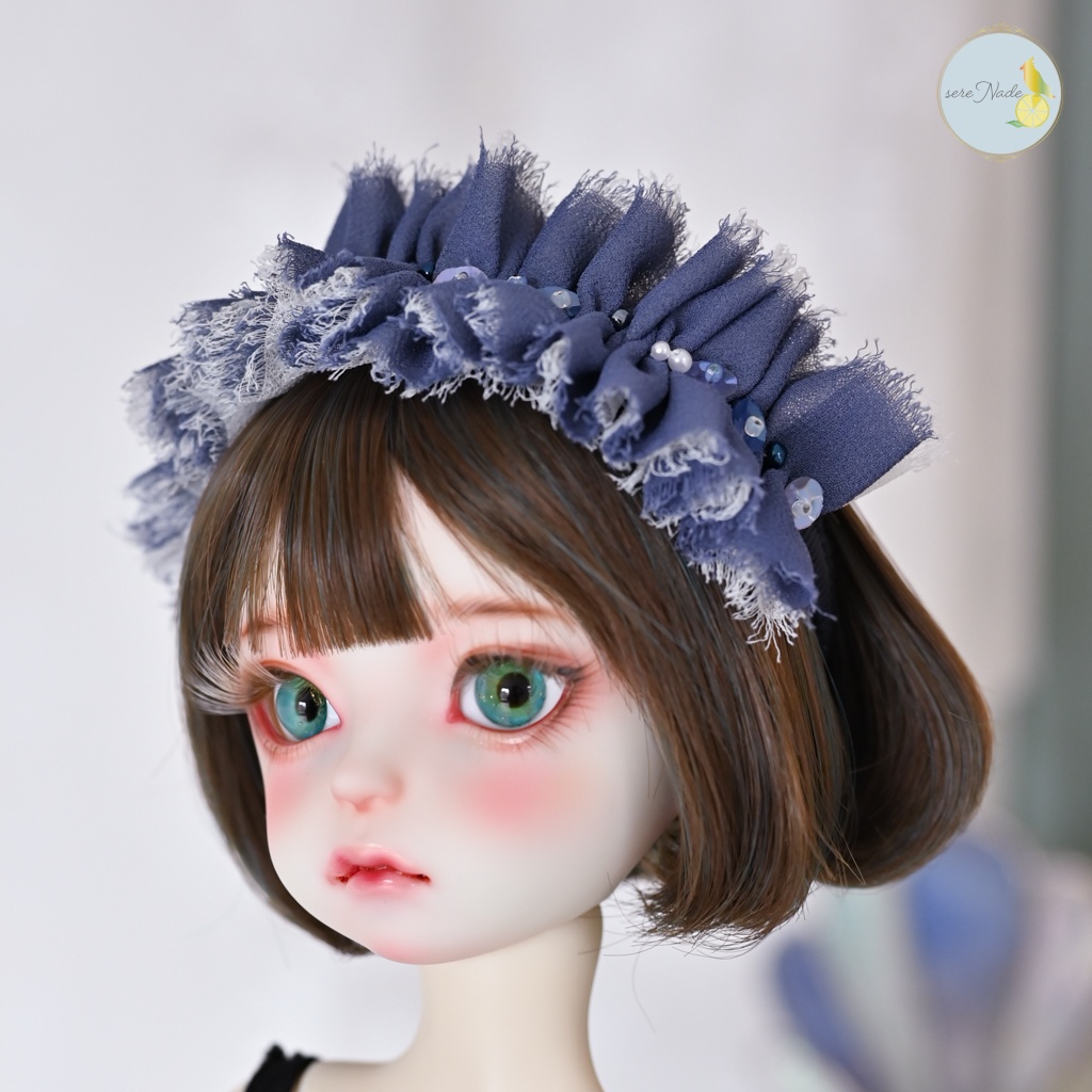 シルクシフォン カチューシャ＊dusty navy＊1/4&1/3 size