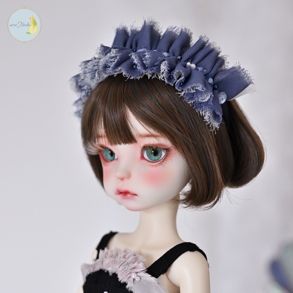 シルクシフォン カチューシャ*dusty navy*1/4&1/3 size