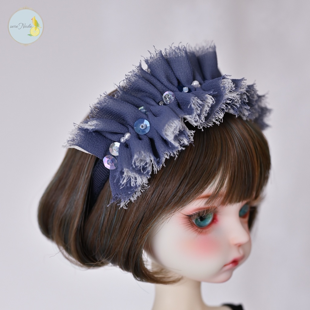 シルクシフォン カチューシャ*dusty navy*1/4&1/3 size