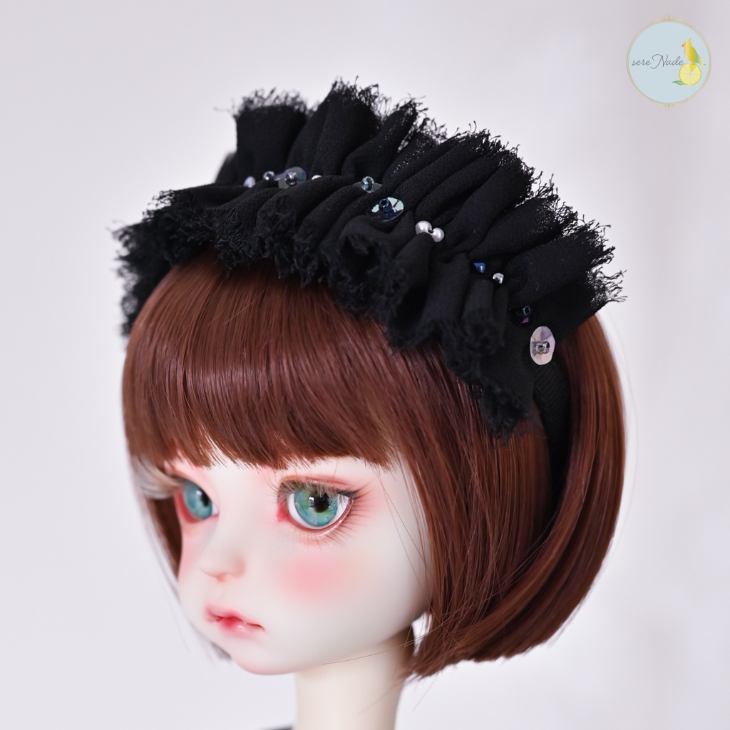 シルクシフォン カチューシャ*noir shadow*1/4&1/3 size