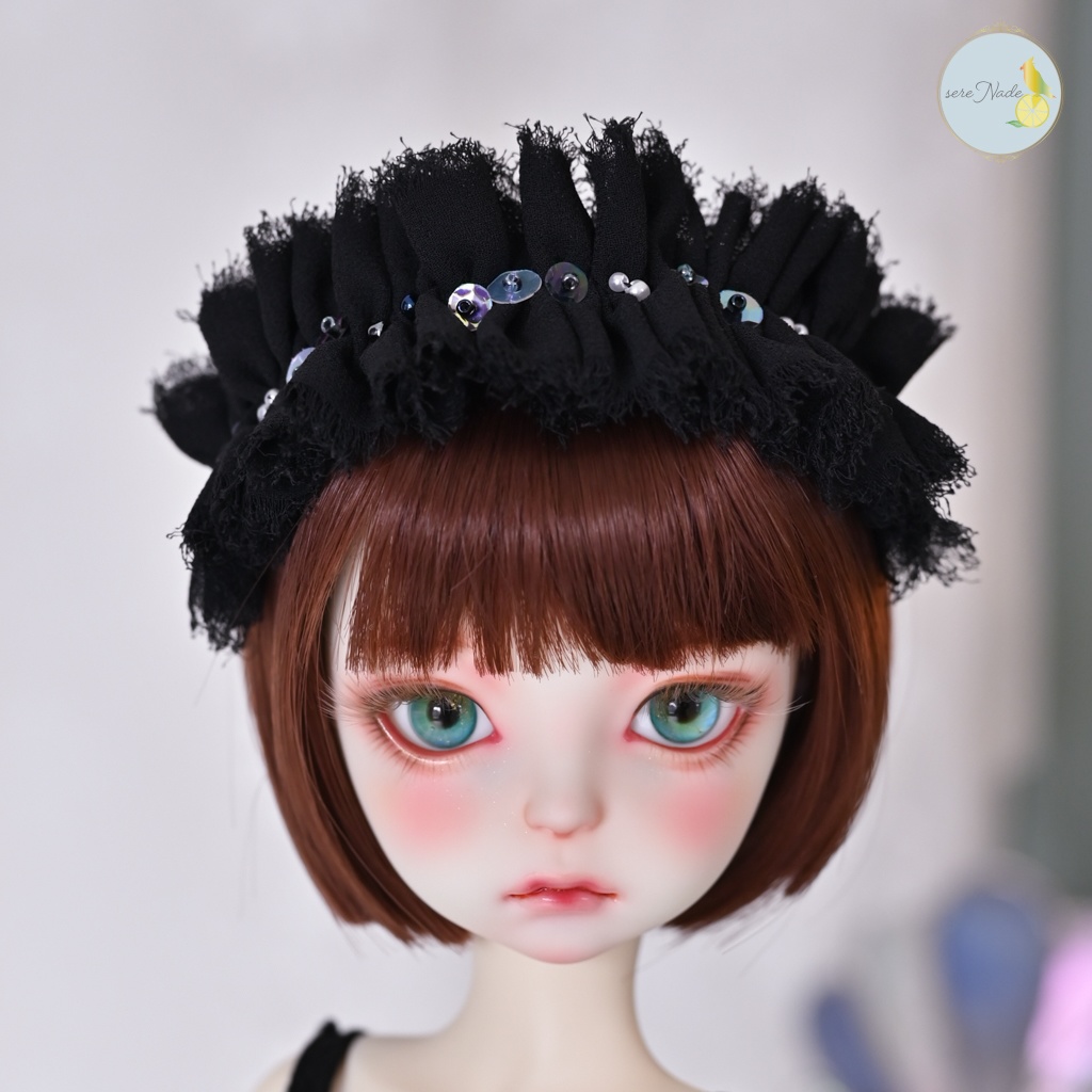 シルクシフォン カチューシャ＊noir shadow＊1/4&1/3 size