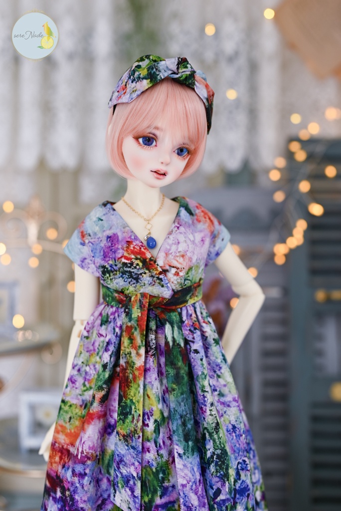【モネの庭、アイリス】1/3size カシュクールワンピース 2点set+おまけ付き