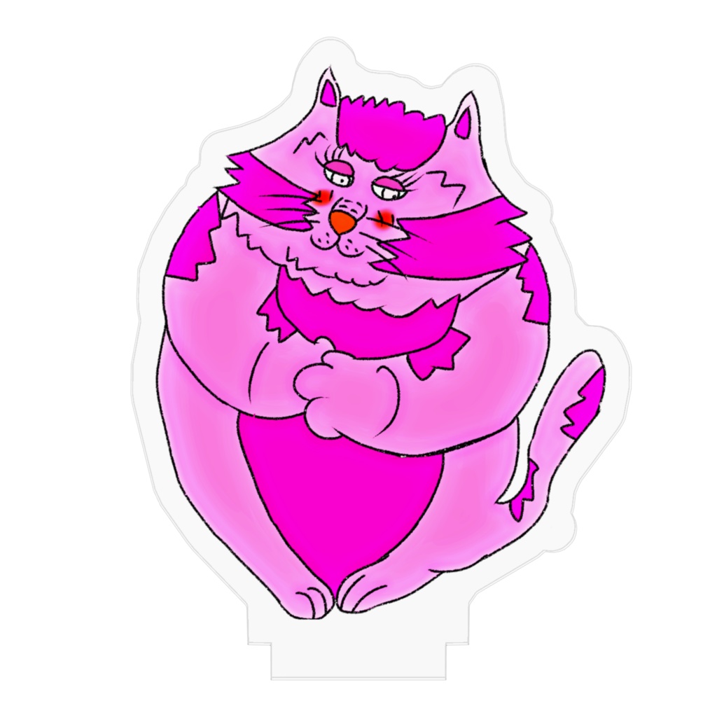 ピンクの猫アクリルフィギュア