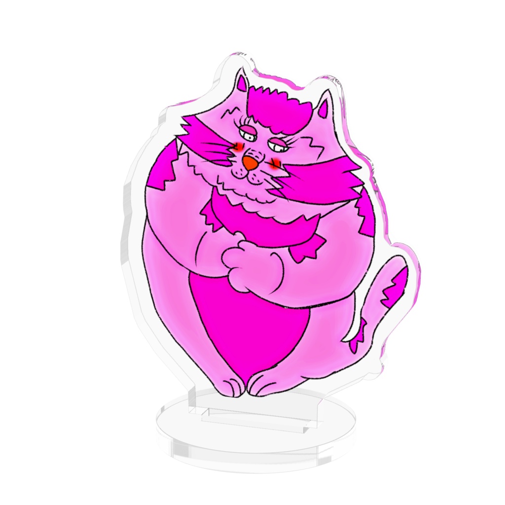 ピンクの猫アクリルフィギュア