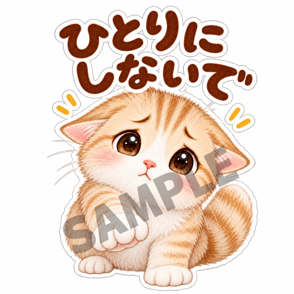 甘えんぼ猫と気づかい猫のひとことステッカー16枚