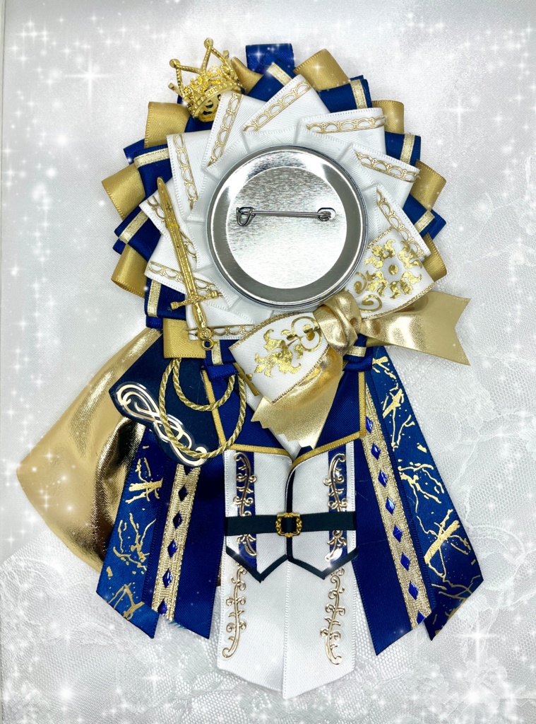 ロゼット 白 青 ゴールド(騎士イメージ)