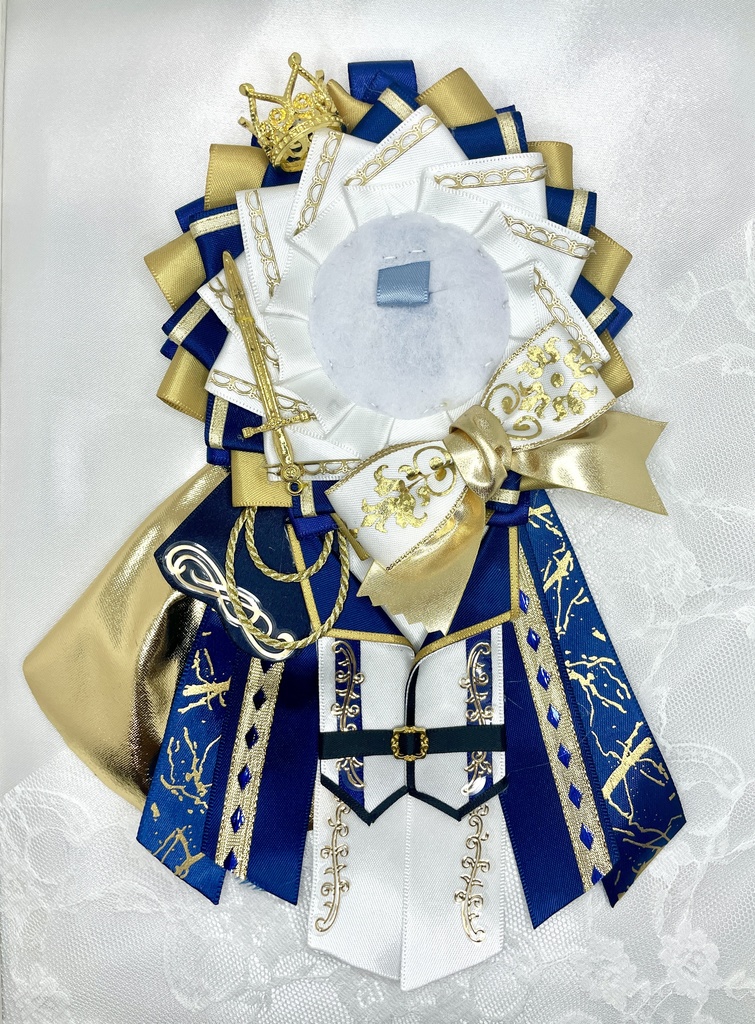 ロゼット 白 青 ゴールド(騎士イメージ)