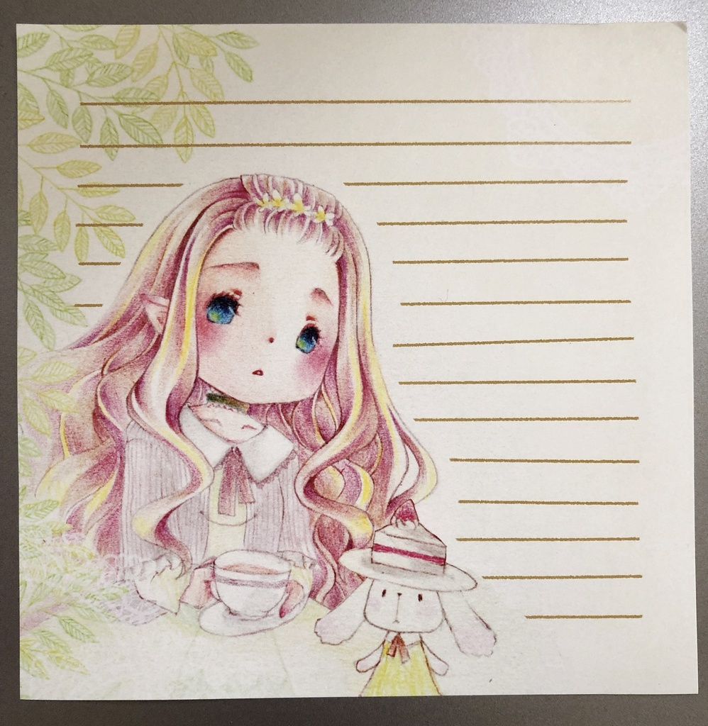 tea time・・*withUオリジナル便箋10枚入り*ましかく便箋