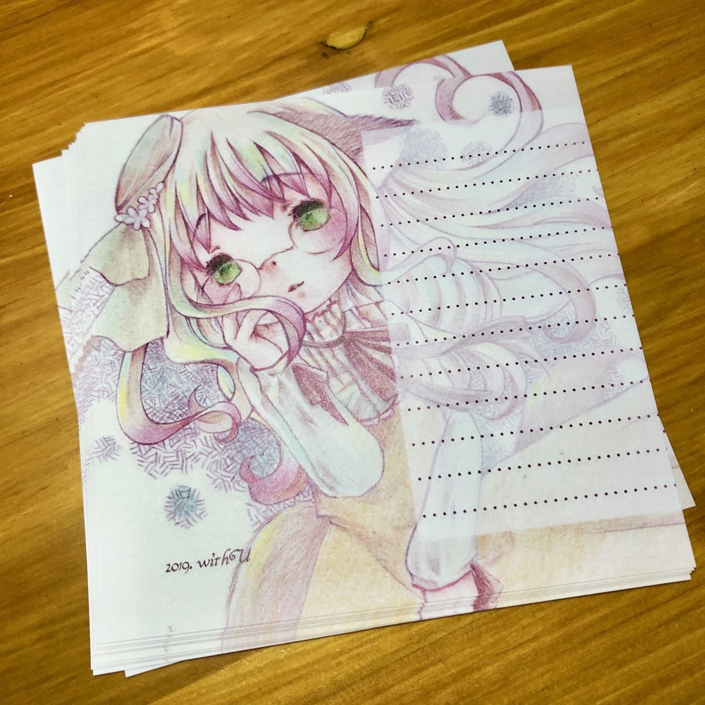眼鏡の少女*withUオリジナル便箋10枚入り*ましかく便箋