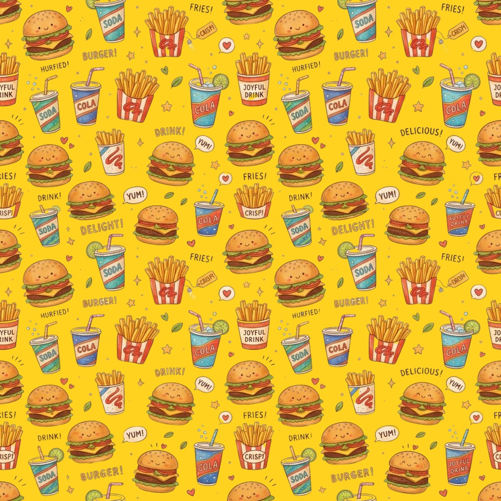 ポップハンバーガーパターン 背景デジタルペーパー10枚セット