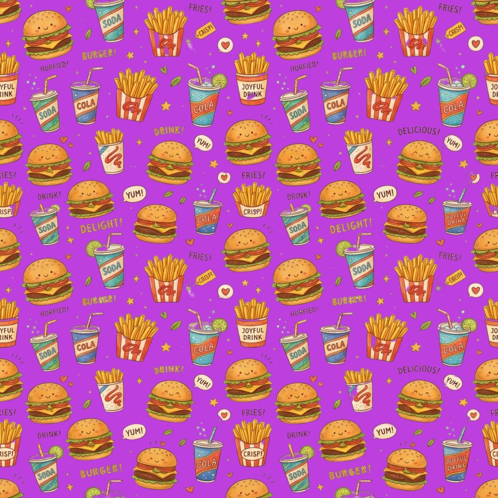 ポップハンバーガーパターン 背景デジタルペーパー10枚セット