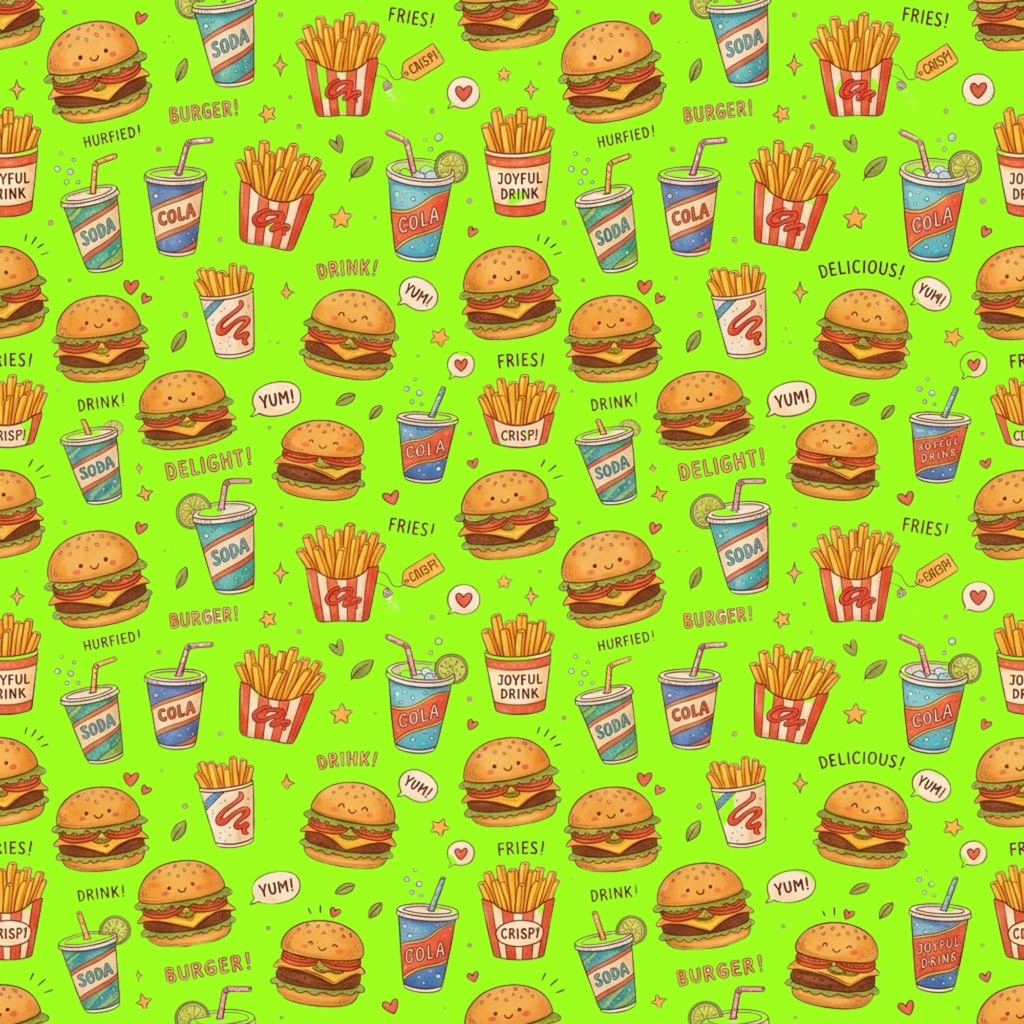 ポップハンバーガーパターン 背景デジタルペーパー10枚セット