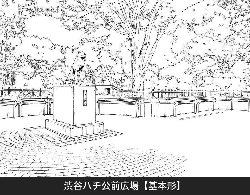 デジタル線画素材集〈都会の繁華街編〉