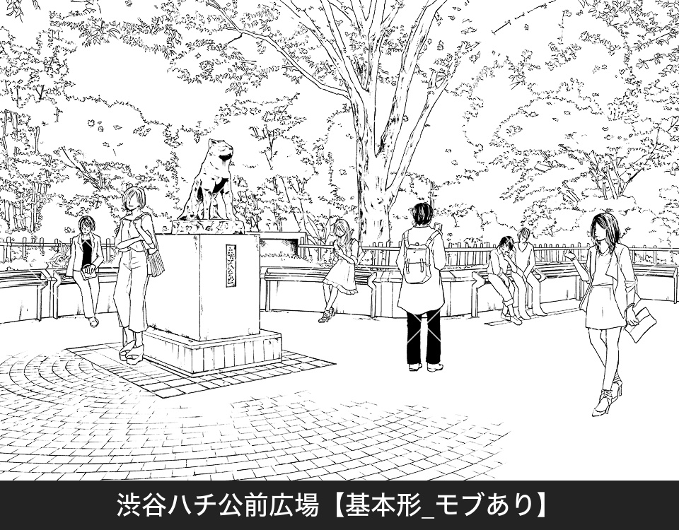 デジタル線画素材集〈都会の繁華街編〉