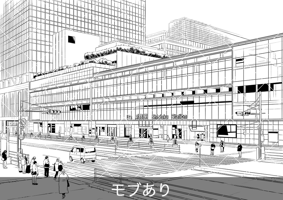 【25%OFF!】繁華街&乗り物シーン線画素材集セット