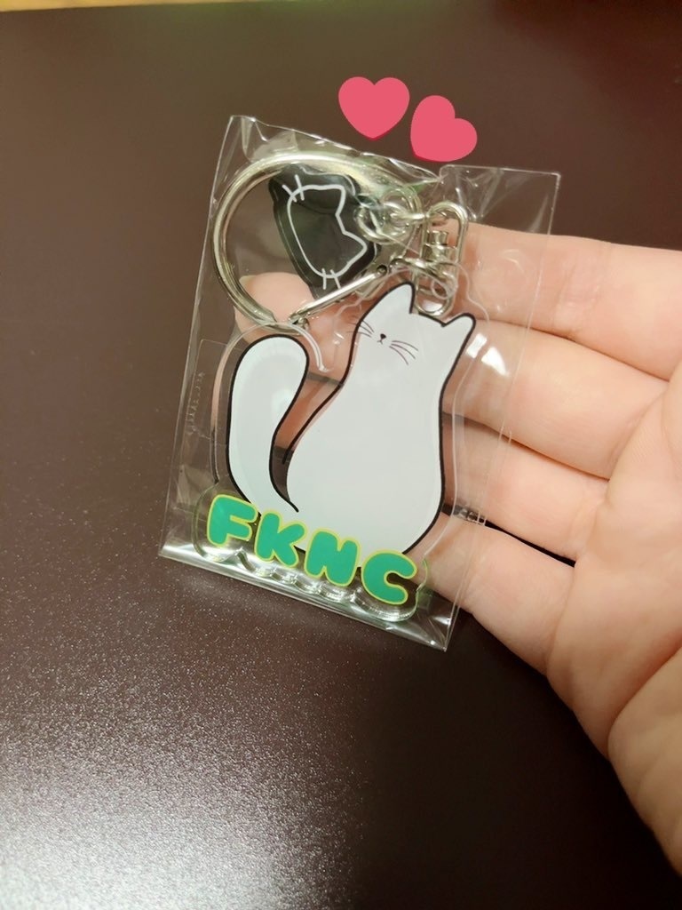 ★『福猫』アクリルキーホルダー(猫チャーム付)