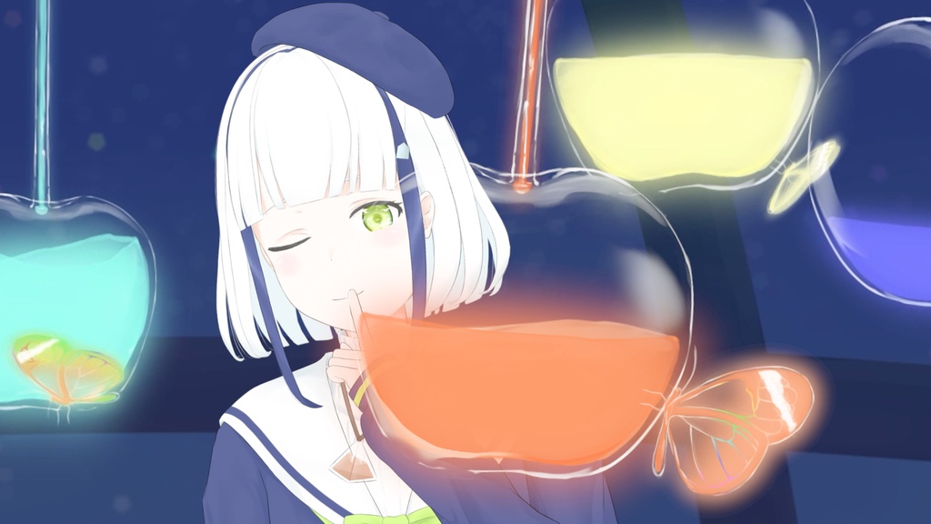 【アニメーション背景】「海中温室~硝子の林檎と蝶々~明・暗」