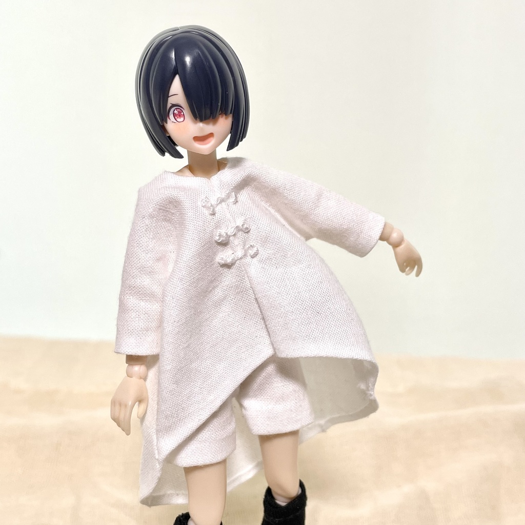 燕尾服風コットンワンピース＋ショートパンツセット【無地】