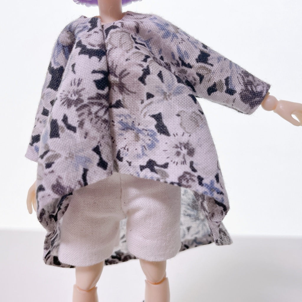 燕尾服風コットンワンピース+ショートパンツセット【花柄】