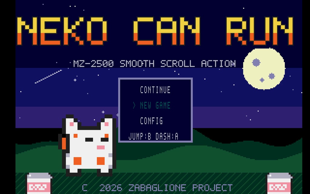 NEKO CAN RUN — ネコ缶ラン(SHARP MZ-2500用アクションゲーム)
