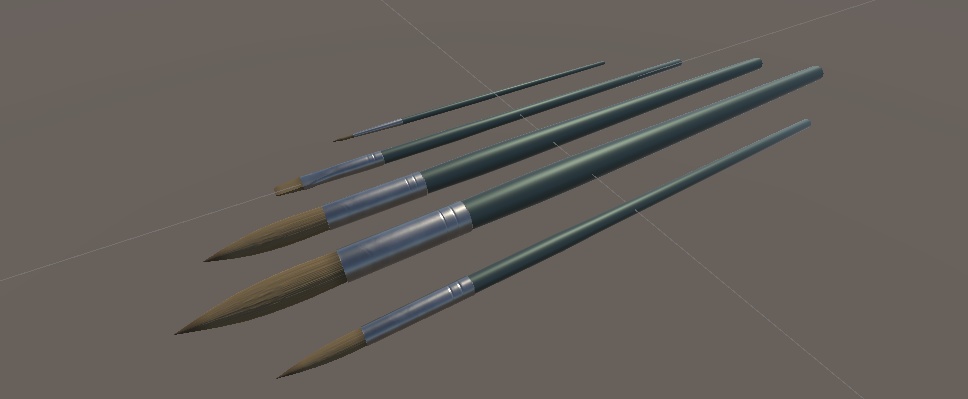 【3Dモデル】水彩筆とパレット