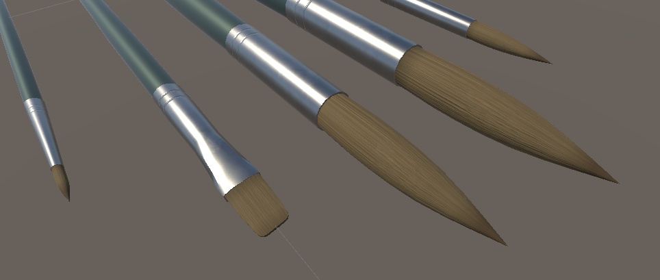 【3Dモデル】水彩筆とパレット