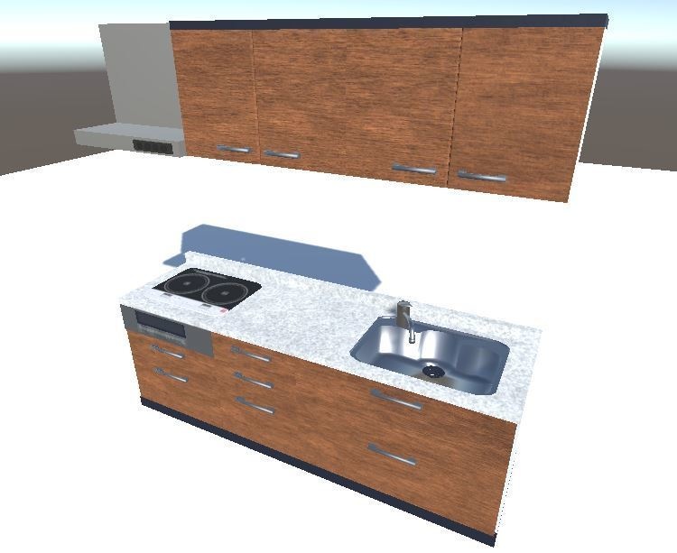 【3D アセット】キッチン3点セット